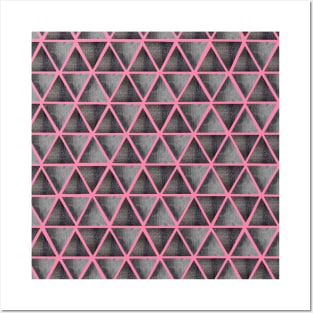 Abstract seamless pattern with ultimate grey and shining grey watercolor triangles on pink background. Best for the print, fabric, poster, wallpaper, cover and packaging, wrapping paper. Posters and Art